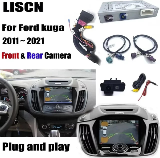 LISCN Front- und Rückfahrkamera-Adapter für Ford Kuga 2011 bis 2021, Video-Decoder für das Original-Bildschirm-Upgrade, Schwarz - Bild 1