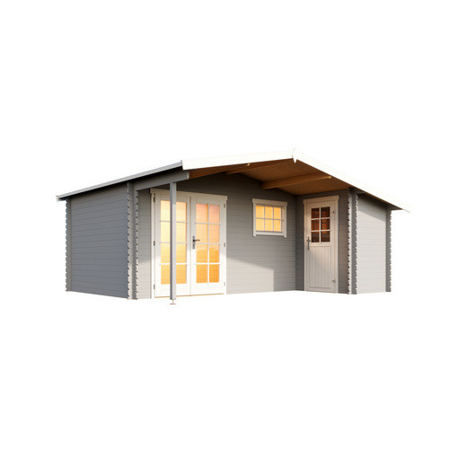 Lasita Gartenhaus Little Rock Maja mit Satteldach in Lichtgrau B/H/T: 558,7 x 245,1 x 480 cm - Bild 3
