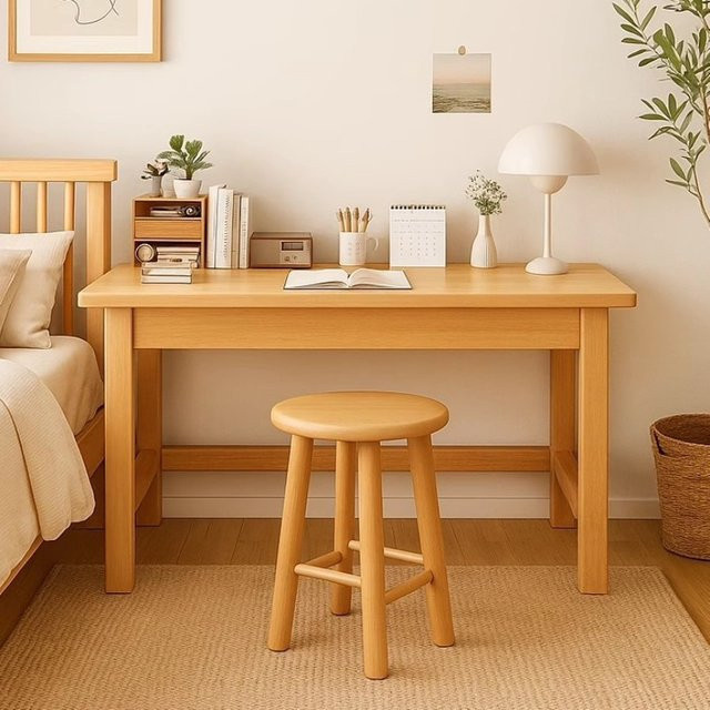 LIUSHADUOLA Schreibtisch aus massivem Holz in Braun, Wandmontierter Computertisch für Schlafzimmer und Home-Office - Bild 1
