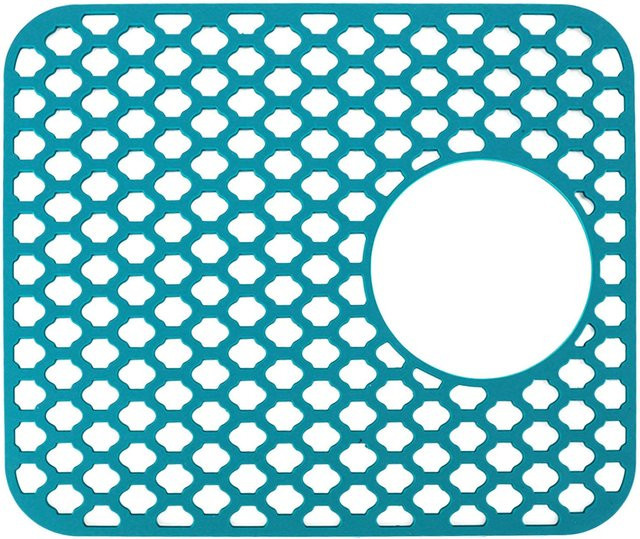 CosyHome Spülbeckenmatte aus Silikon mit seitlichem Abflussloch in Green Blue Turquoise, rechteckig und anti-rutsch - Bild 1