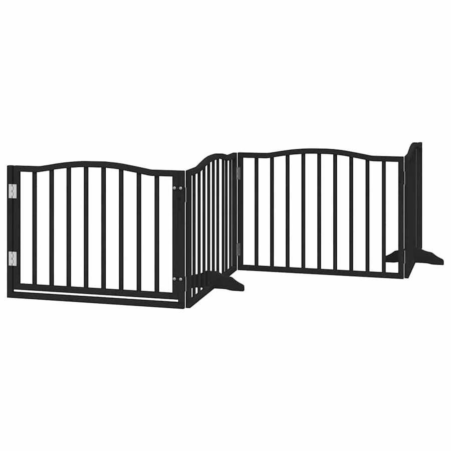 vidaXL Hundetor aus Pappelholz mit 12 Paneelen und Tür, Schwarz, Breite: 960 cm - Bild 2