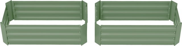 Outsunny Set aus 2 Hochbeeten für den Garten aus gewelltem Stahlblech in Grün, B/T/H: 50 x 100 x 30 cm - Bild 1