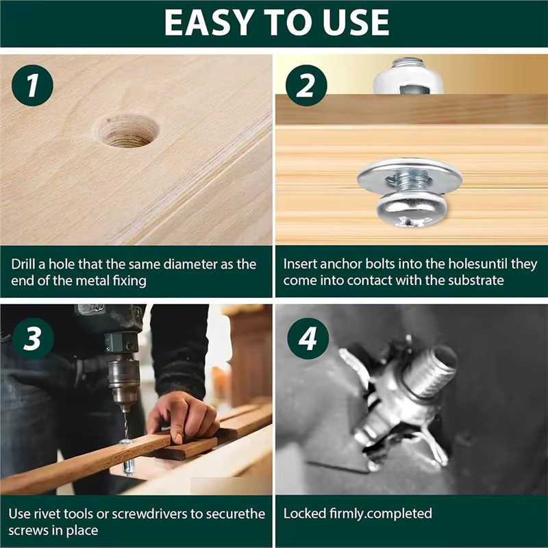 ABRE Jack Nut Kit 80-teiliges Sortiment mit Expansionsschrauben und Blütenmuttern in Silber für die Nummernschildmontage und Wandbefestigung - Bild 2