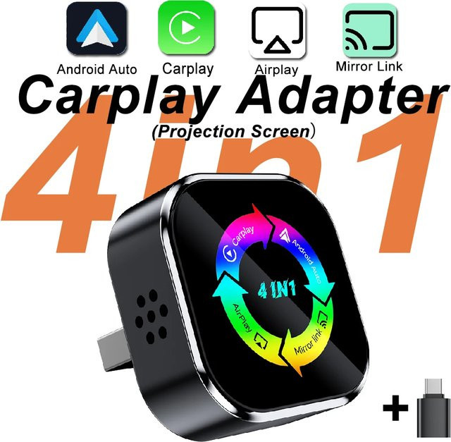 Jumunion Kabelloser 4-in-1 CarPlay und Android Auto Adapter mit AI Box für Apple und Android Spiegelverbindung und Bildschirmprojektion in Schwarz - Bild 1
