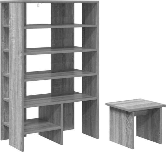 vidaXL Schuhschrank mit Regal Set aus Holzwerkstoff, 2 Stück, Grau, Sonoma Holzoptik, B/T/H: 80 x 35 x 62 cm - Bild 1
