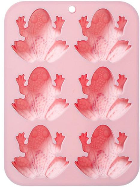 Rainy Hyades 6-Loch Silikonform Frosch für Schokolade, Fondant und Epoxidharz, rosa - Bild 1