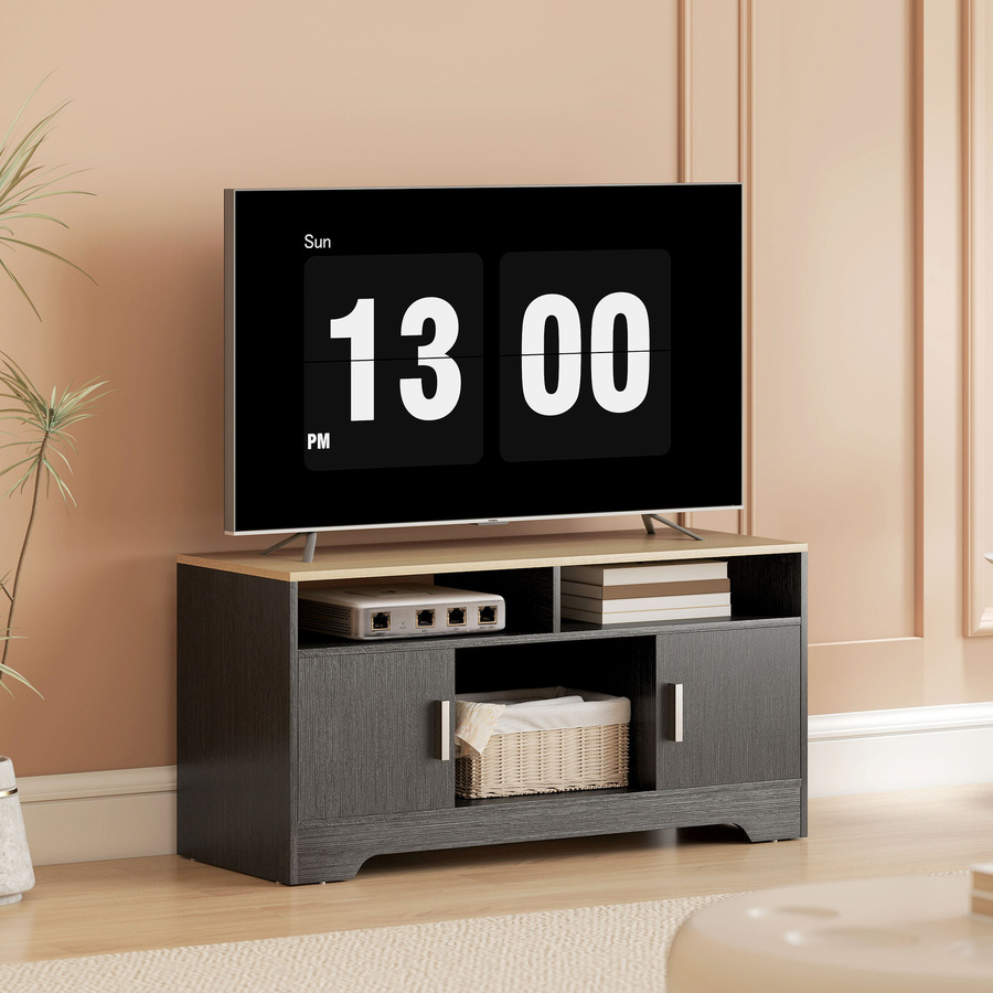 HOMCOM TV-Bank aus Holz in Schwarz mit großem Stauraum, B/T/H: 105 x 40 x 52 cm - Bild 2