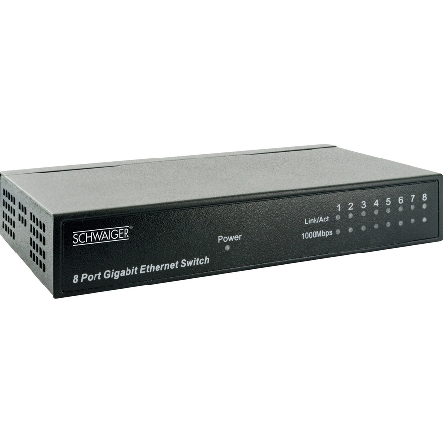 Schwaiger 8-Port Gigabit Ethernet LAN Netzwerk-Switch Schwarz - Bild 2