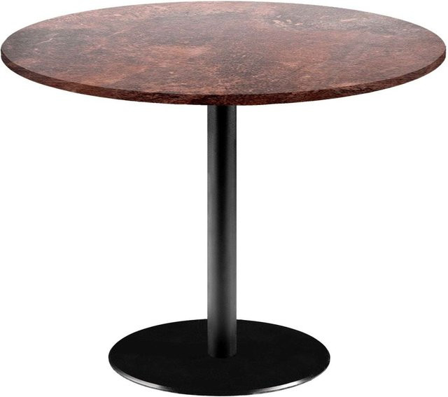 RestooTab Tisch Rome XL rund im Industrial Design mit Stein und Marmor Optik, Farbe Braun und Schwarz, Höhe: 73 cm, Durchmesser: 120 cm - Bild 1