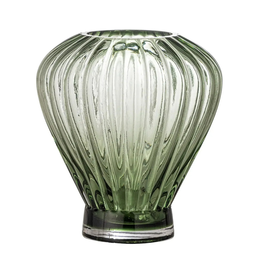 Bloomingville Glasvase Reeve in Grün mit gerilltem Design, Höhe: 18,0 cm - Bild 1
