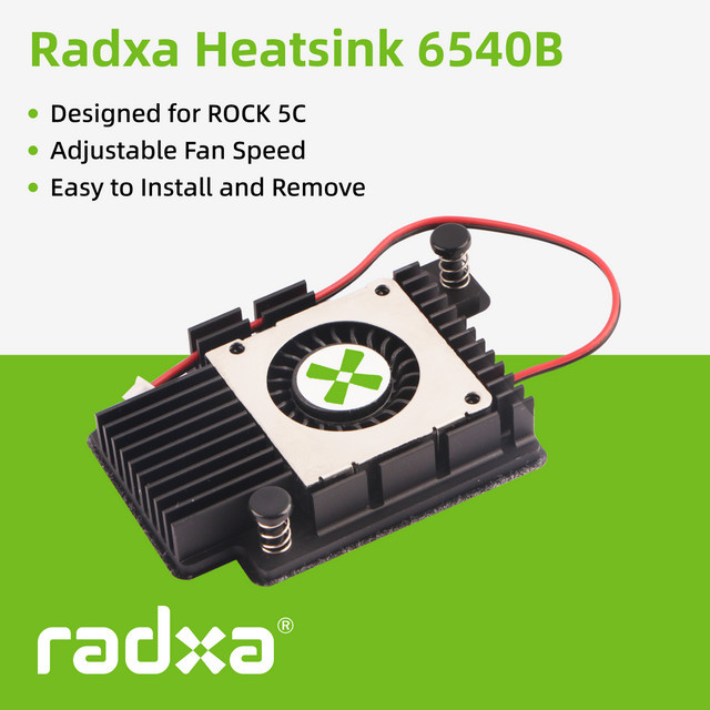 Radxa Luftkühler 6540B für ROCK 5C/A7A in Schwarz mit verstellbarer Lüftergeschwindigkeit - Bild 1