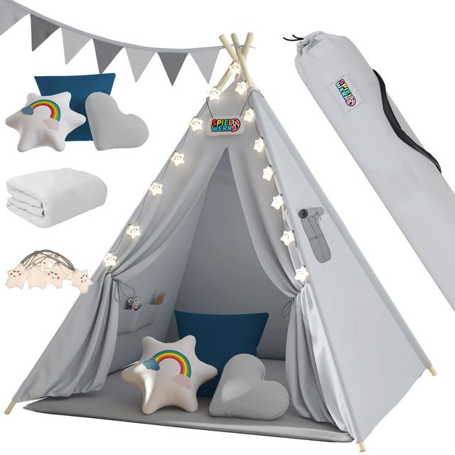 SPIELWERK Tipi Spielzelt Grau B/T/H: 160 x 130 x 130 cm - Bild 1