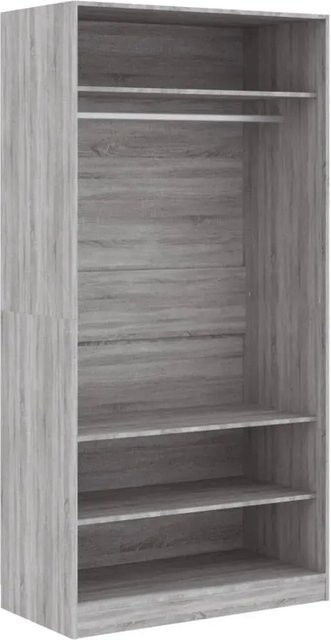 vidaXL Kleiderschrank aus Holzwerkstoff in Grau mit Kleiderstange und Regalböden, B/T/H: 100 x 50 x 200 cm - Bild 1
