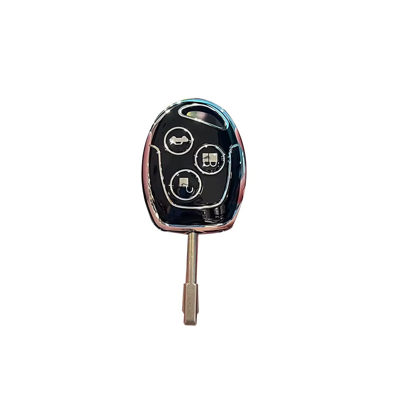 YELINGM Autoschlüsselhülle aus TPU für Ford Mondeo, Fiesta, Focus, C-Max, S-Max, Transit, Ka, Galaxy – 3-Tasten-Fernbedienungsgehäuse, Schwarz - Bild 2