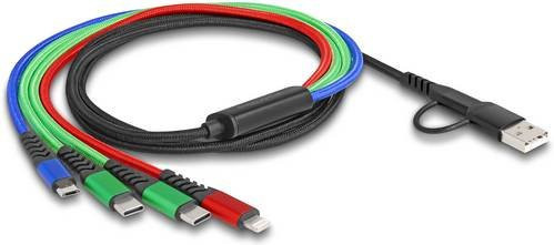 Delock USB 2.0 Ladekabel mit USB-A, USB-C, Micro-USB und Apple Lightning Steckern, Multicolour, 1,20 m - Bild 1