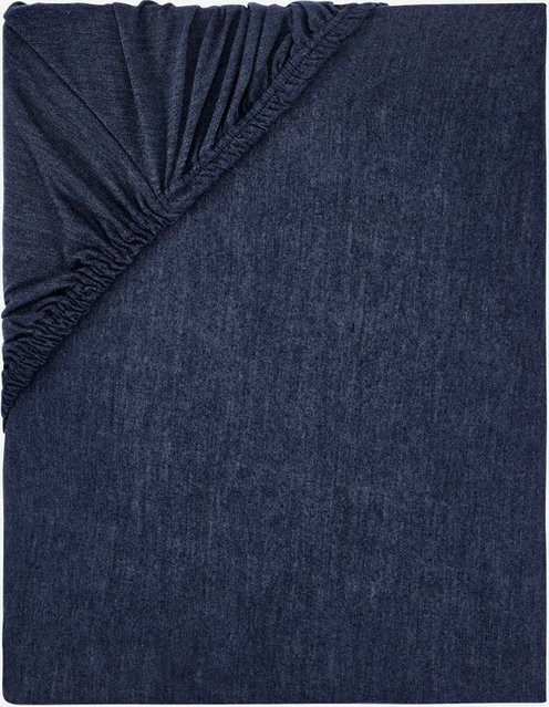 Jersey-Spannbetttuch Blau B/T: 90 x 200 cm - Bild 1