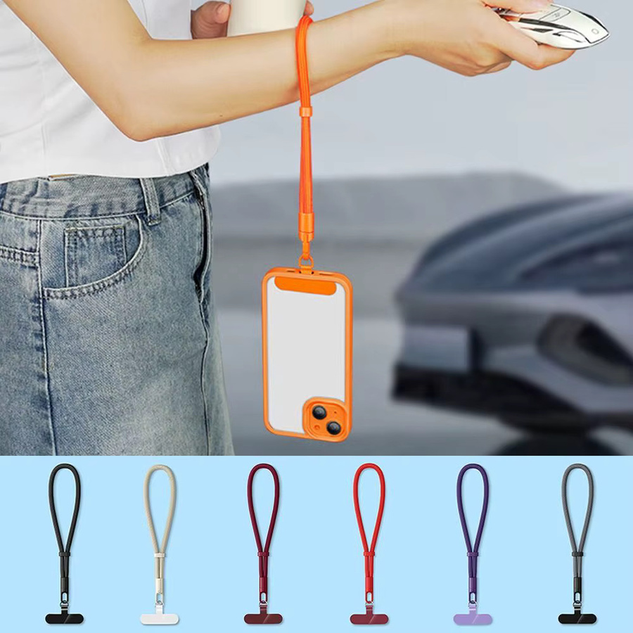 Verstellbares Handy-Lanyard in Orange als universelles Anti-Verlust Handgelenkband aus gewebtem Material - Bild 3