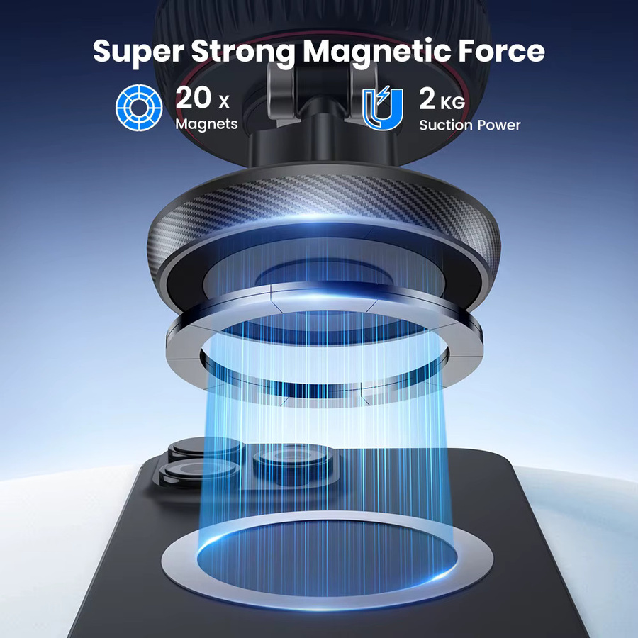 TOPK Magnetischer Autotelefonhalter für MagSafe mit 360 Grad Rotation und Vakuumadsorption, Schwarz - Bild 5