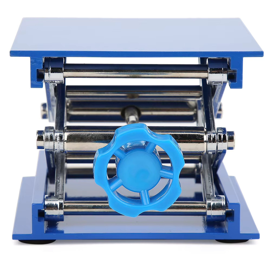 Blauer galvanisierter Aluminium-Scherenheber für Laboranwendungen B: 100 mm, T: 100 mm - Bild 2