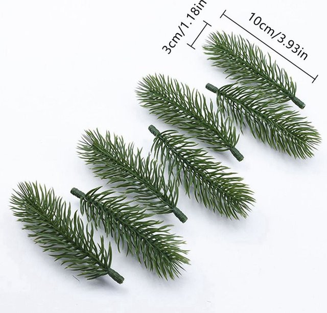 TTCY Künstliche Kiefernnadeln mit Schneeflocken in Grün aus Kunststoff für Weihnachtsbaum, Kranz und DIY-Dekoration - Bild 1