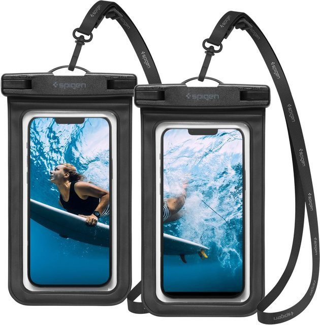 Spigen Universal Wasserfeste Handyhülle Set 2 Stück Schwarz A601 für Smartphones von 3,5 bis 7 Zoll - Bild 1