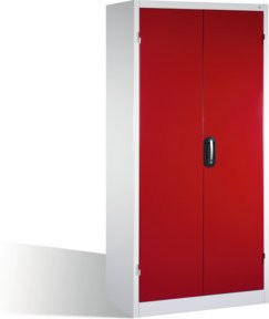 C+P Schwerlastschrank mit Drehtüren, 3 Böden und 3 Schubladen, Front Rubinrot, Korpus Lichtgrau, H x B x T: 195 x 93 x 60 cm - Bild 1