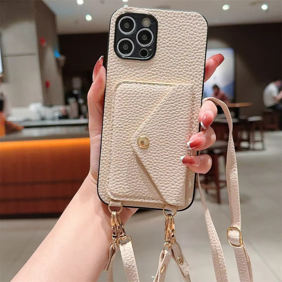 szHAIyu Crossbody Armband Handyhülle mit Kartenhalter aus PU Leder für iPhone 16 15 14 13 12 11 Pro Max Plus Mini XR XS in Pink und Beige - Bild 1