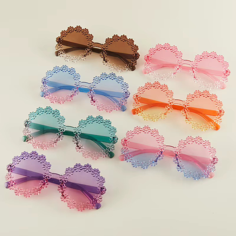 CHUYONG Sonnenbrille für Kinder, Blumenform, Rund, Vollrand, Multicolor, Kunststoff - Bild 2