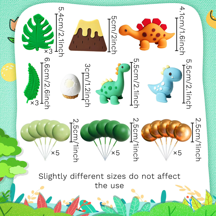 LaVenty Dinosaurier-Kuchendekorationen, Dinosaurier-Cupcake-Topper, grüner Rex, 3-teiliges Set - Bild 3