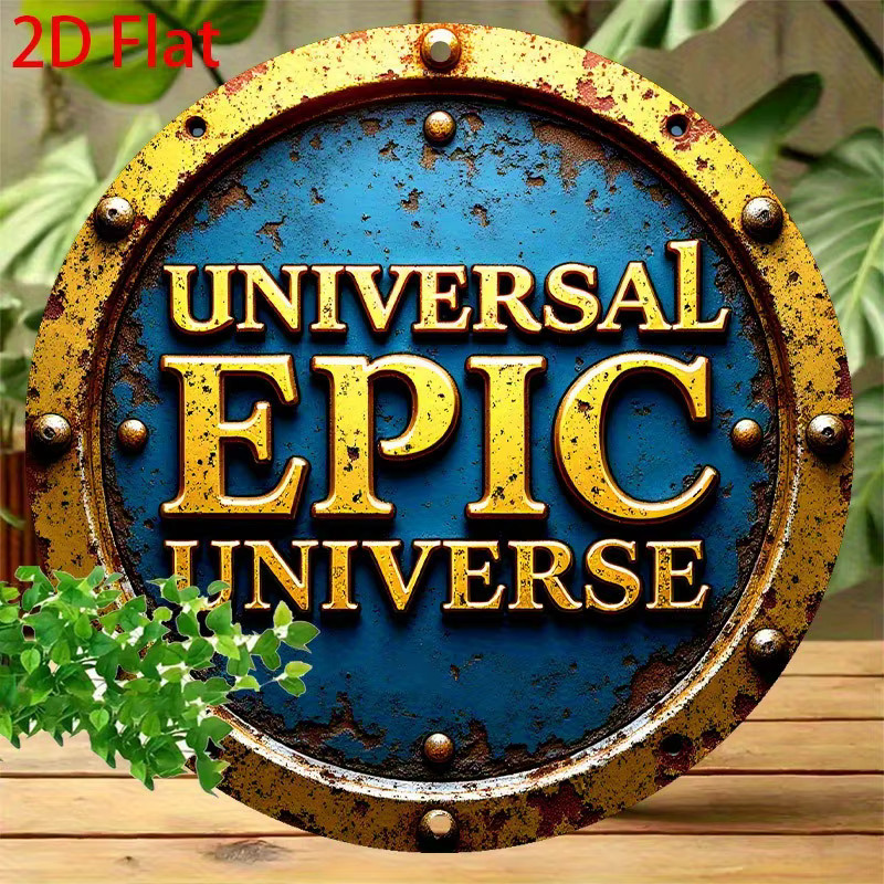 Potdemiel Rundes Vintage Wanddekorschild Episches Universum in Blau und Gold, Durchmesser: 20 cm - Bild 2