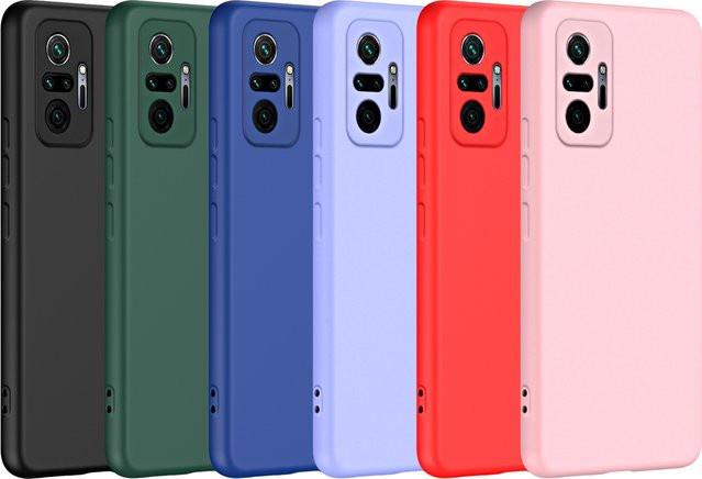 Coque Quadratische Handyhülle aus Flüssigsilikon für Xiaomi Redmi Note 10 11 12 Pro Plus 4G 5G in Schwarz - Bild 1