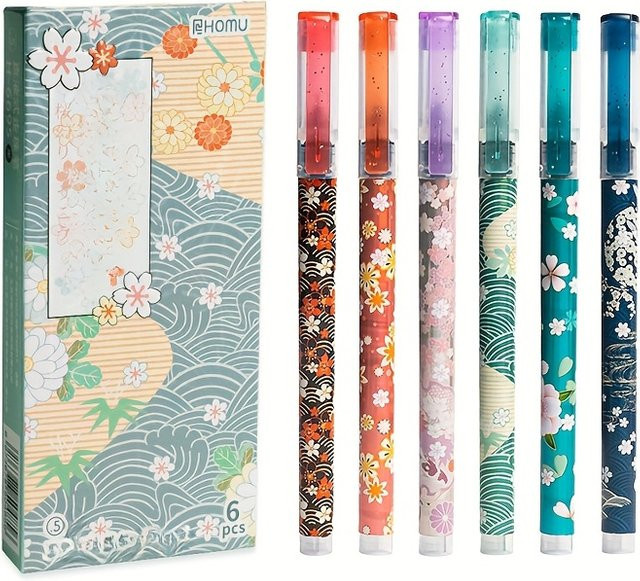 Set mit 6 Direktflüssigkeits-Rollerball-Stiften in Multicolour, 0,5 mm feine Spitze, schnelltrocknende Tinte aus Kunststoff - Bild 1