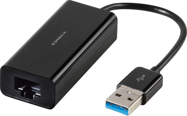 Vivanco USB 3.0 auf Gigabit Ethernet LAN Netzwerk Adapter, Schwarz, 0,1 m - Bild 1