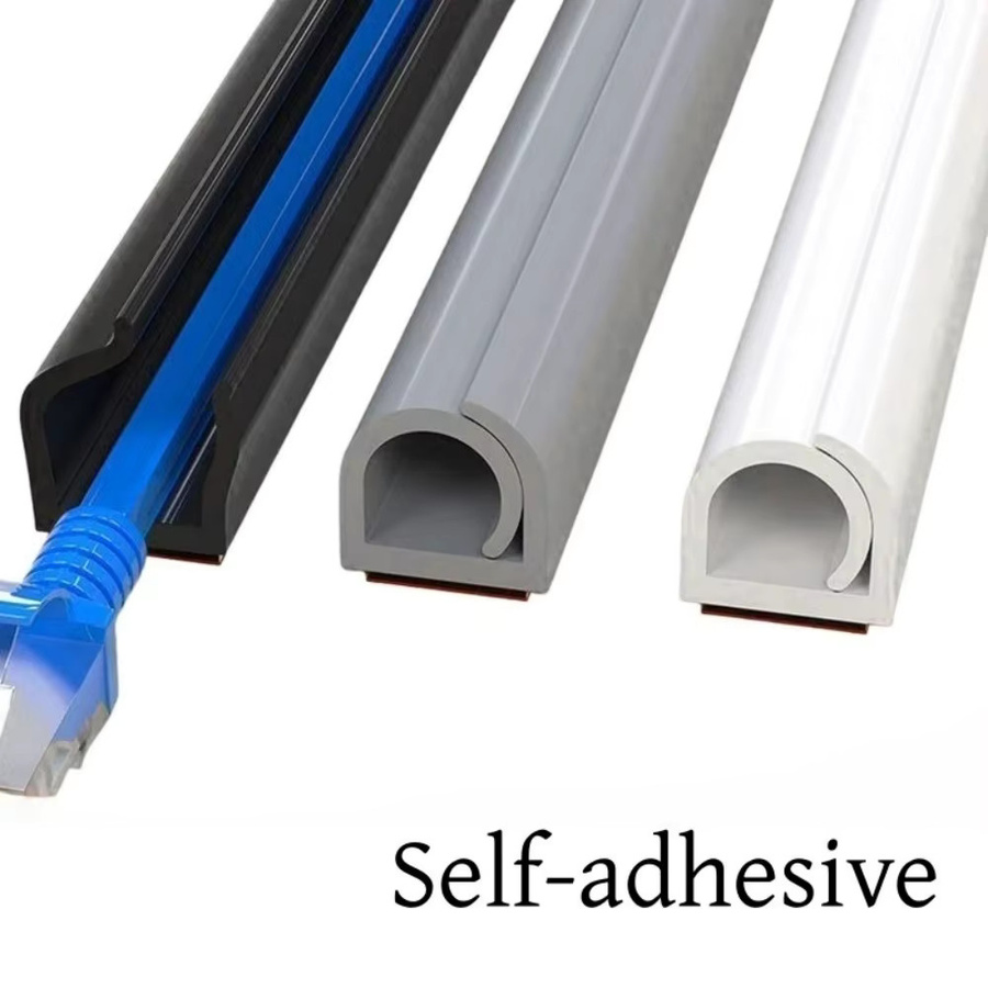 Selbstklebende PVC-Kabelmanagement-Röhre in Weiß für Schreibtisch, Wand und Boden - Bild 3