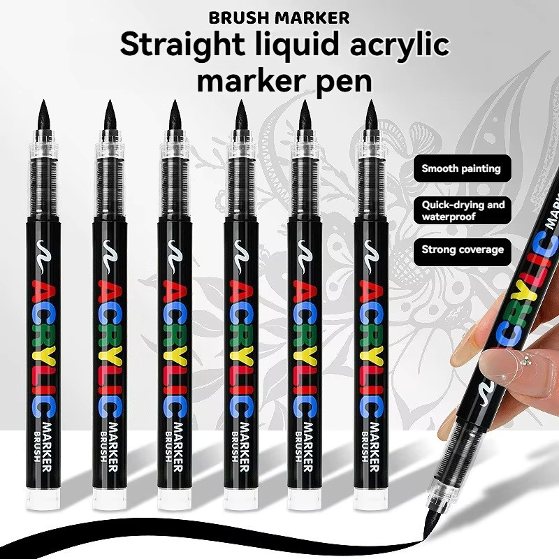 Hopk Acryl-Malstift-Set mit 12 Farben und Pinselspitzen inklusive schwarzem und weißem Marker für Holz, Stein und Leinwand - Bild 2