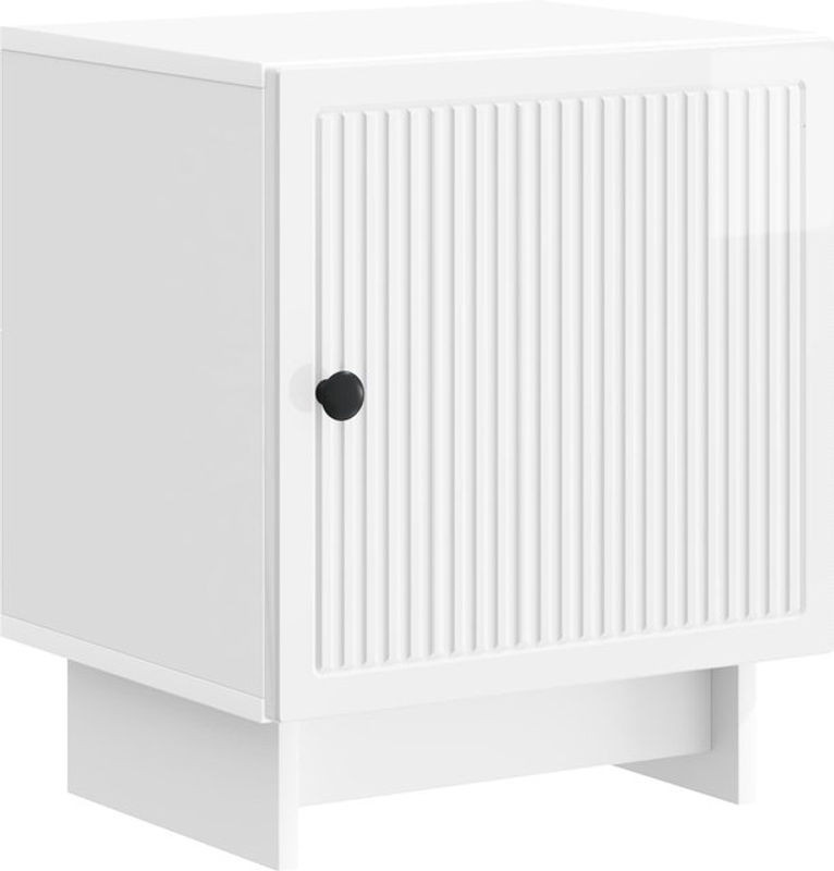 vidaXL Nachttisch in Hochglanz Weiß aus Holzwerkstoff im modernen minimalistischen Design, B/T/H: 43 x 34,5 x 50 cm - Bild 1