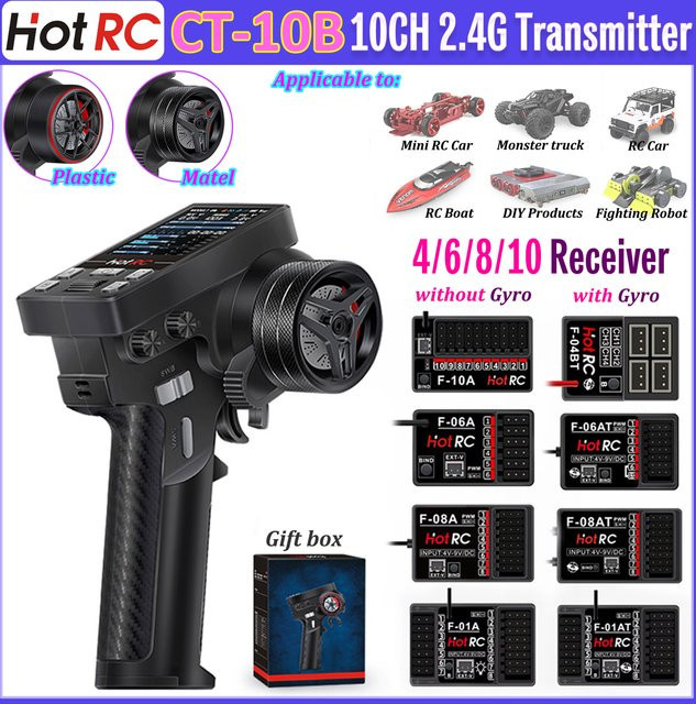 HotRC CT-10B 10-Kanal Sender, Metall/Kunststoff, Fernbedienung - Bild 1