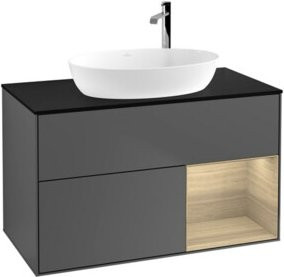 V&B Waschtischunterschrank Finion 100 in Anthrazit mit offener Ablage B/T/H: 100 x 50,1 x 50,1 cm - Bild 1