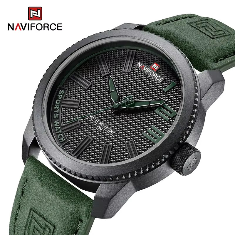 NAVIFORCE Armbanduhr, Analoguhr, Leder, Schwarz, Herren - Bild 2