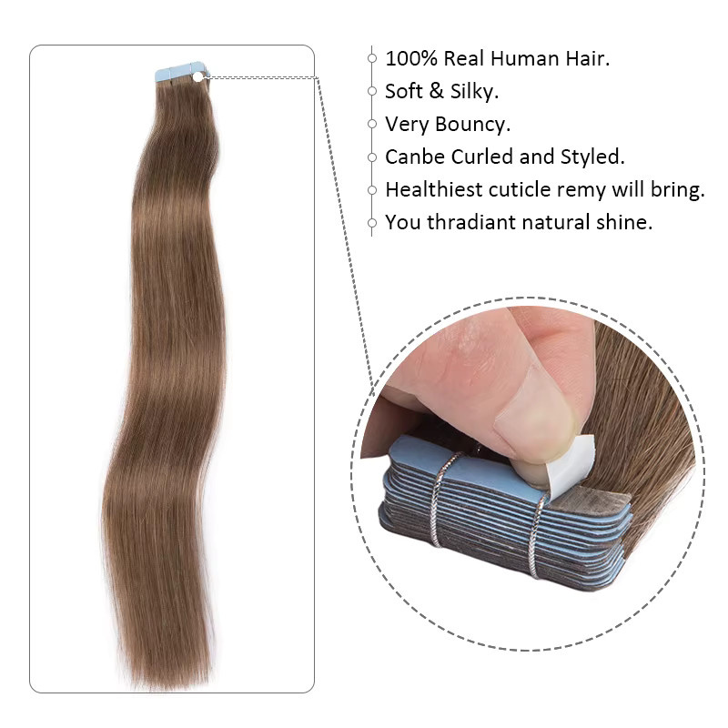 Addbeauty Tape-in-Echthaarverlängerung, Ombre-Blond 613, 20 Stück - Bild 2