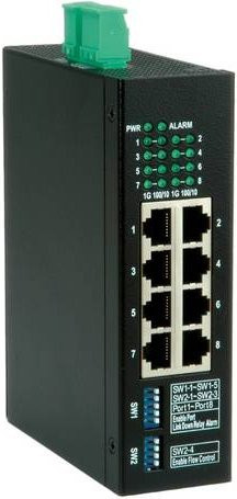 Roline Industrie Gigabit Switch mit 8x RJ-45 Ethernet LAN Anschlüssen in Schwarz - Bild 1