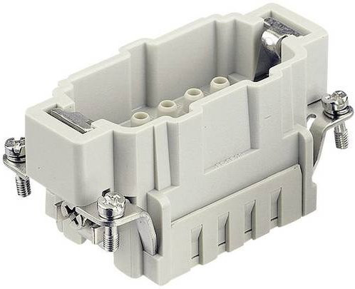 HARTING Han E 6 + PE Stifteinsatz zum Crimpen, Farbe: Grau, Artikelnummer: 09330062602 - Bild 1