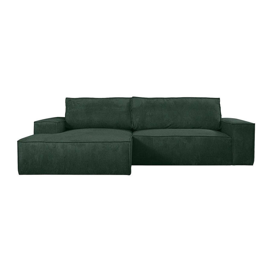 Vente-unique Schlafsofa Amelia in Tannengrün mit Cord-Bezug und L-Form - Bild 2