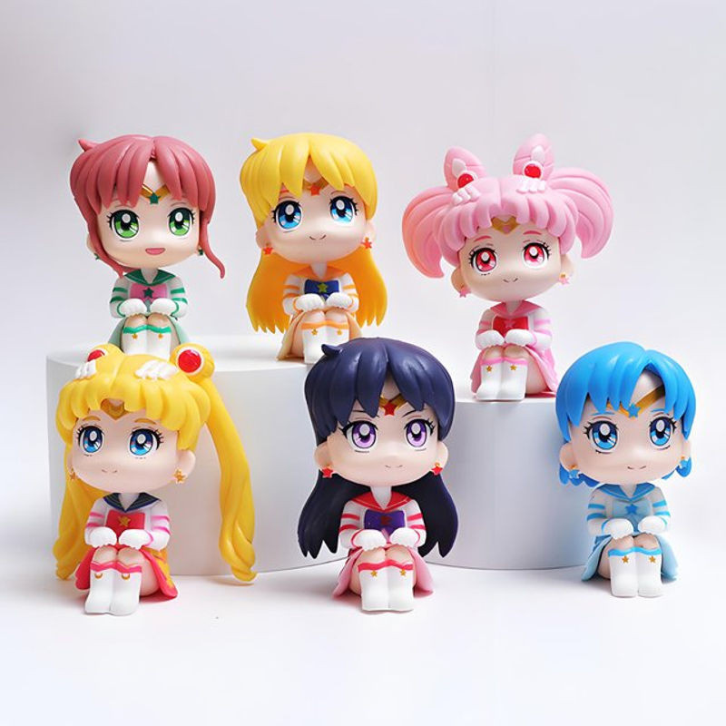 Bandai Sailor Moon Anime Figuren Set aus 6 Teilen, mehrfarbig, Höhe: 7 cm - Bild 1