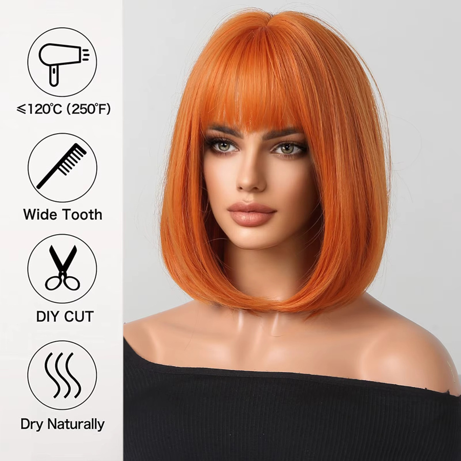 EASIHAIR Perücke, kurz und gerade, orange, Synthetik, Damen - Bild 2