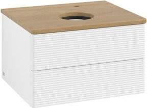 V&B Waschtischunterschrank Antao mit Frontstruktur in Weiß und Eiche Honig, B/T/H: 60 x 50 x 36 cm - Bild 1