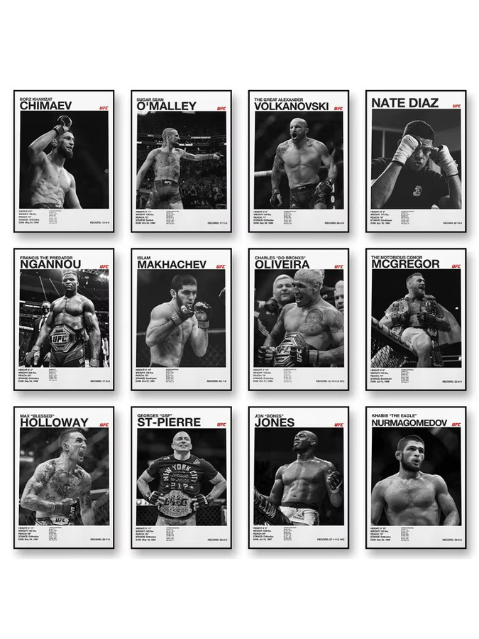 Potdemiel Kampfsport Leinwand Wandkunst Boxen MMA Poster in Schwarz ungerahmt - Bild 2