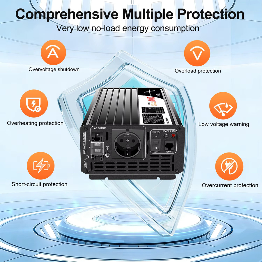 CNSWIPOWER Reiner Sinus-Wechselrichter 2000W Schwarz für 12V 24V 48V zu 230V ideal für Camping, Wohnmobil und Zuhause - Bild 5