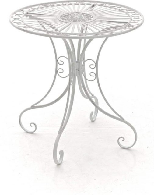 CLP Gartentisch Hari im Jugendstil, runder Bistrotisch aus Metall mit floralen Verzierungen, weißer Beistelltisch für Garten, Balkon und Terrasse - Bild 1