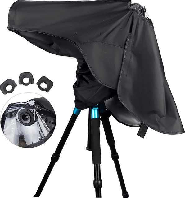 JJC Professioneller DSLR-Kamera-Regenschutz in Schwarz als Regenmantel und staubdichte Schutzhülle für Canon EOS 7D, Canon EOS 6D und Nikon D850 - Bild 1